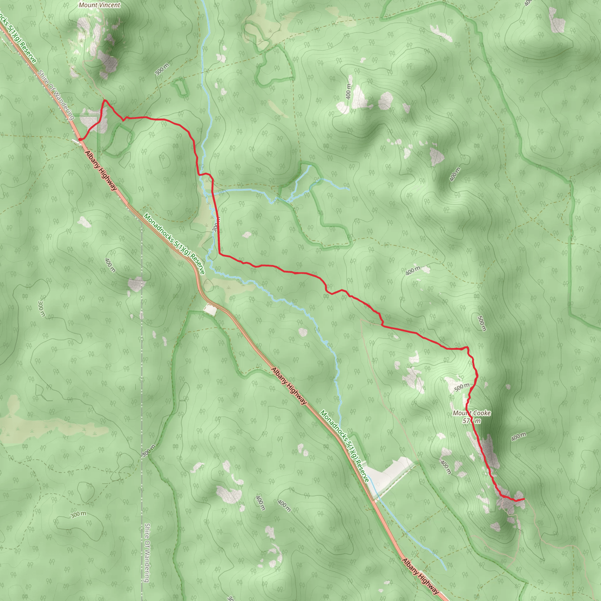 Sullivan Rock to Mt Cooke Trail mobile static map