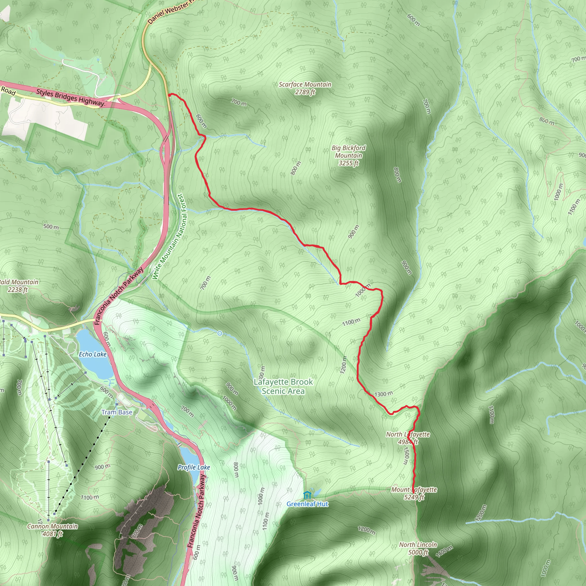 Mount Lafayette via Skookumchuck Trail mobile static map