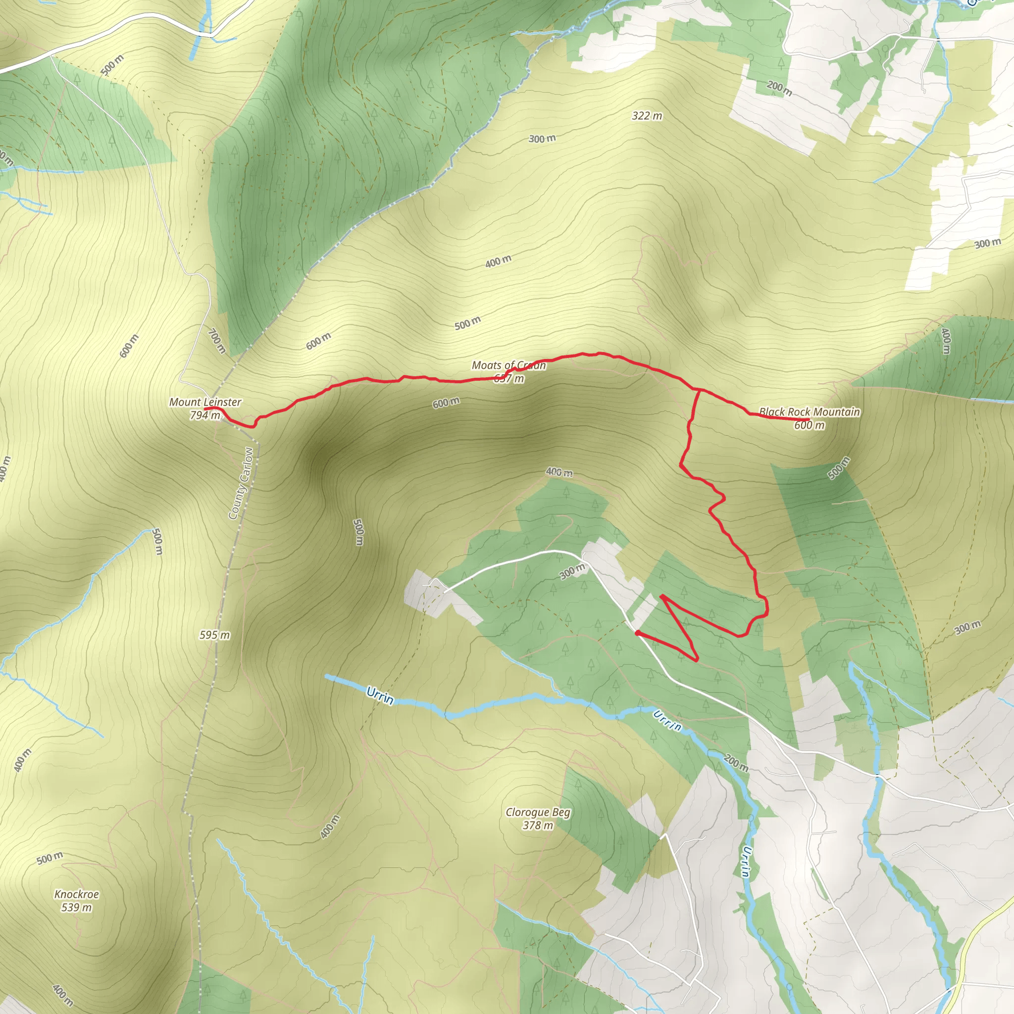 Black Rock Mountain and Mount Leinster Loop mobile static map