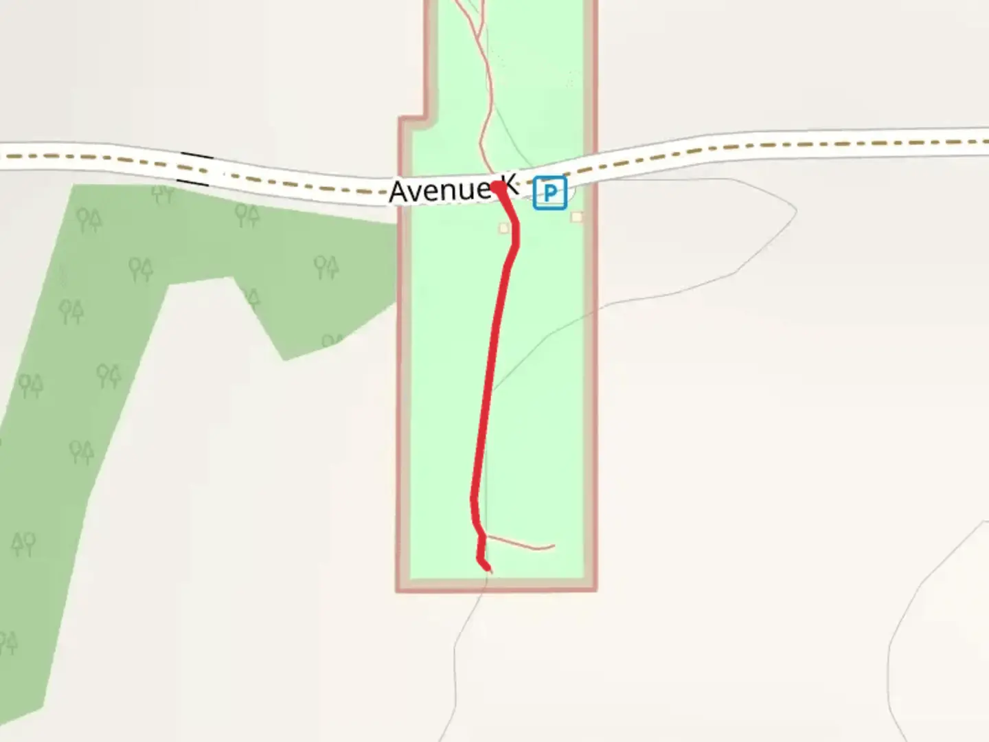 An image depicting the trail Avenue K and its surrounding area.