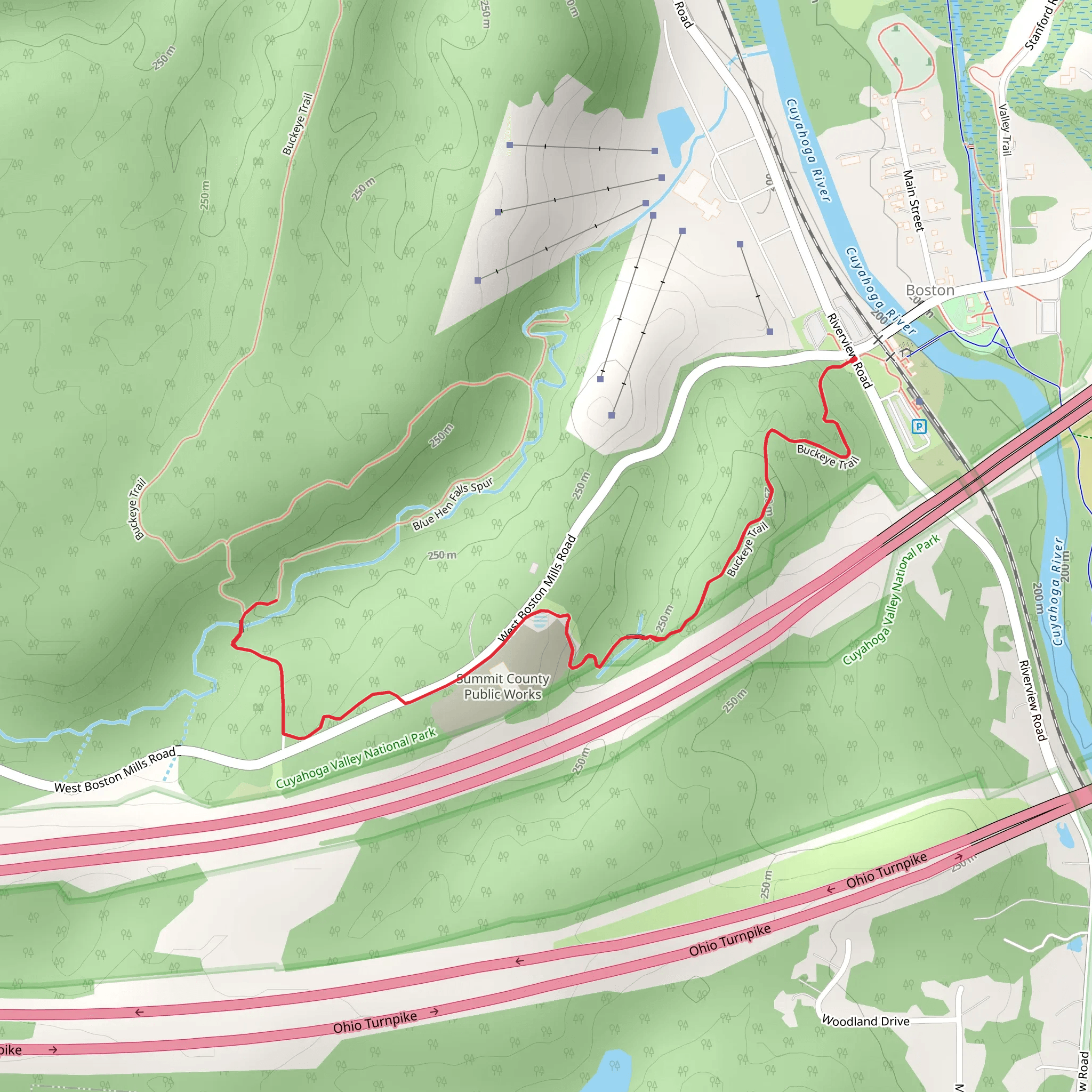 Blue Hen Falls Spur and Buckeye Trail mobile static map