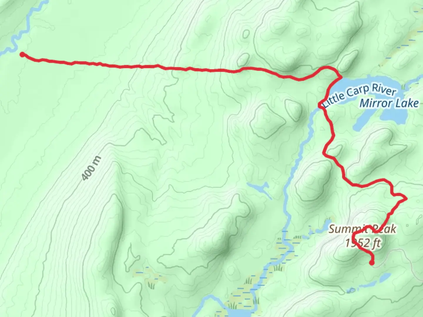 An image depicting the trail Summit Peak, Mirror Lake and Correction Line Trail and its surrounding area.