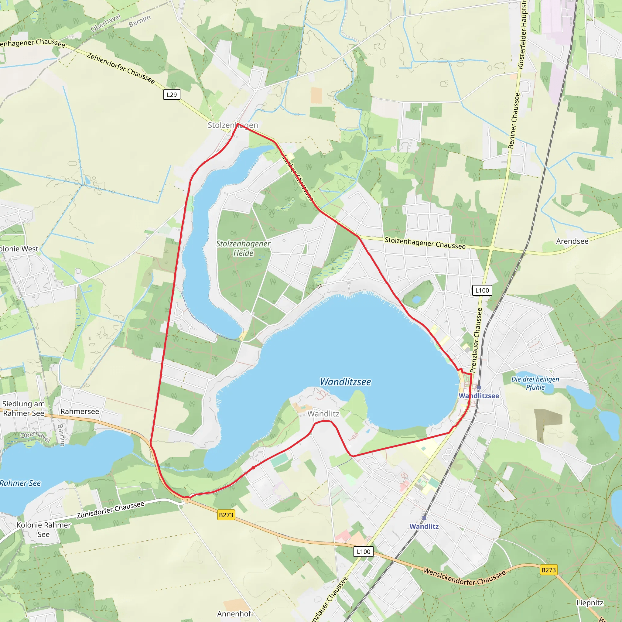 Wandlitzsee and Stolzenhagener See Loop mobile static map