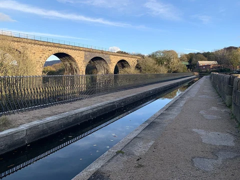 An image depicting the trail Peak Forest Canal Walk from Marple and its surrounding area.