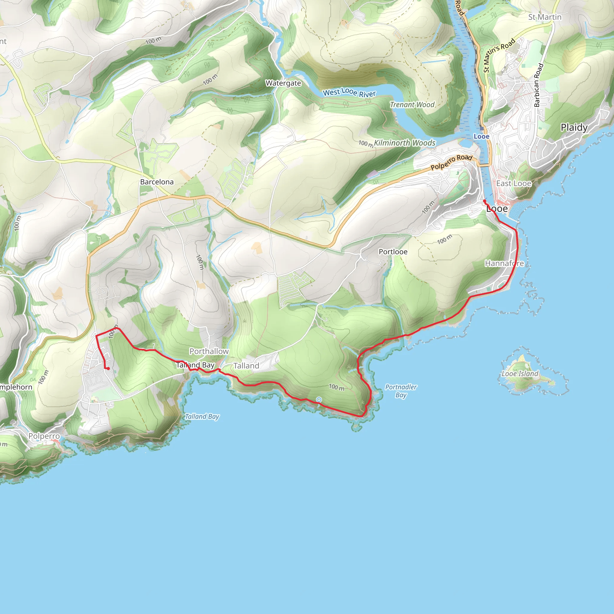 Killigarth to Looe Walk mobile static map