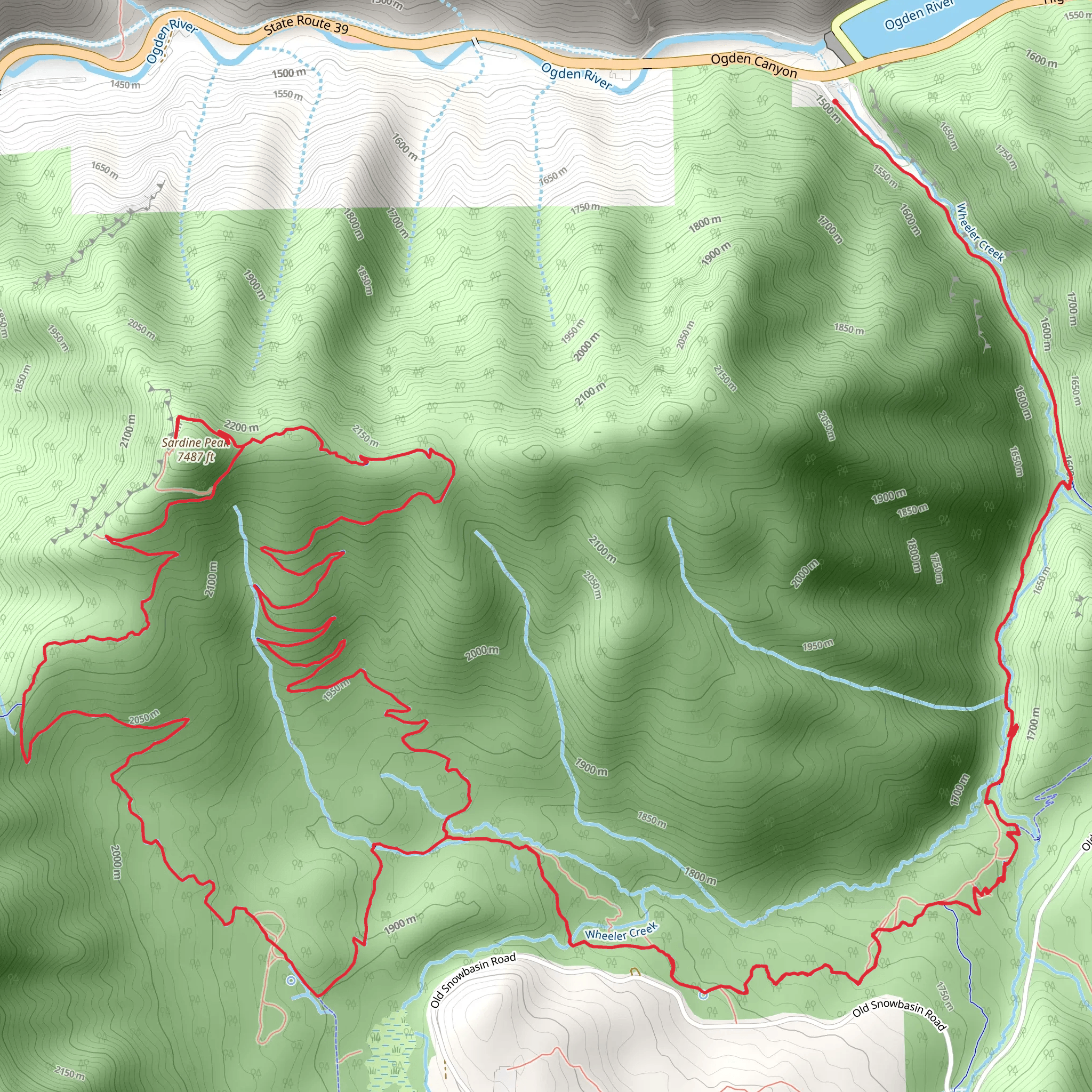 Sardine Peak Trail and Ogden Canyon Overlook Trail mobile static map