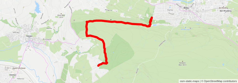 Ilkley Moor - Swastika Stone - Doubler Stones and Rombalds Moor stage 2 Map