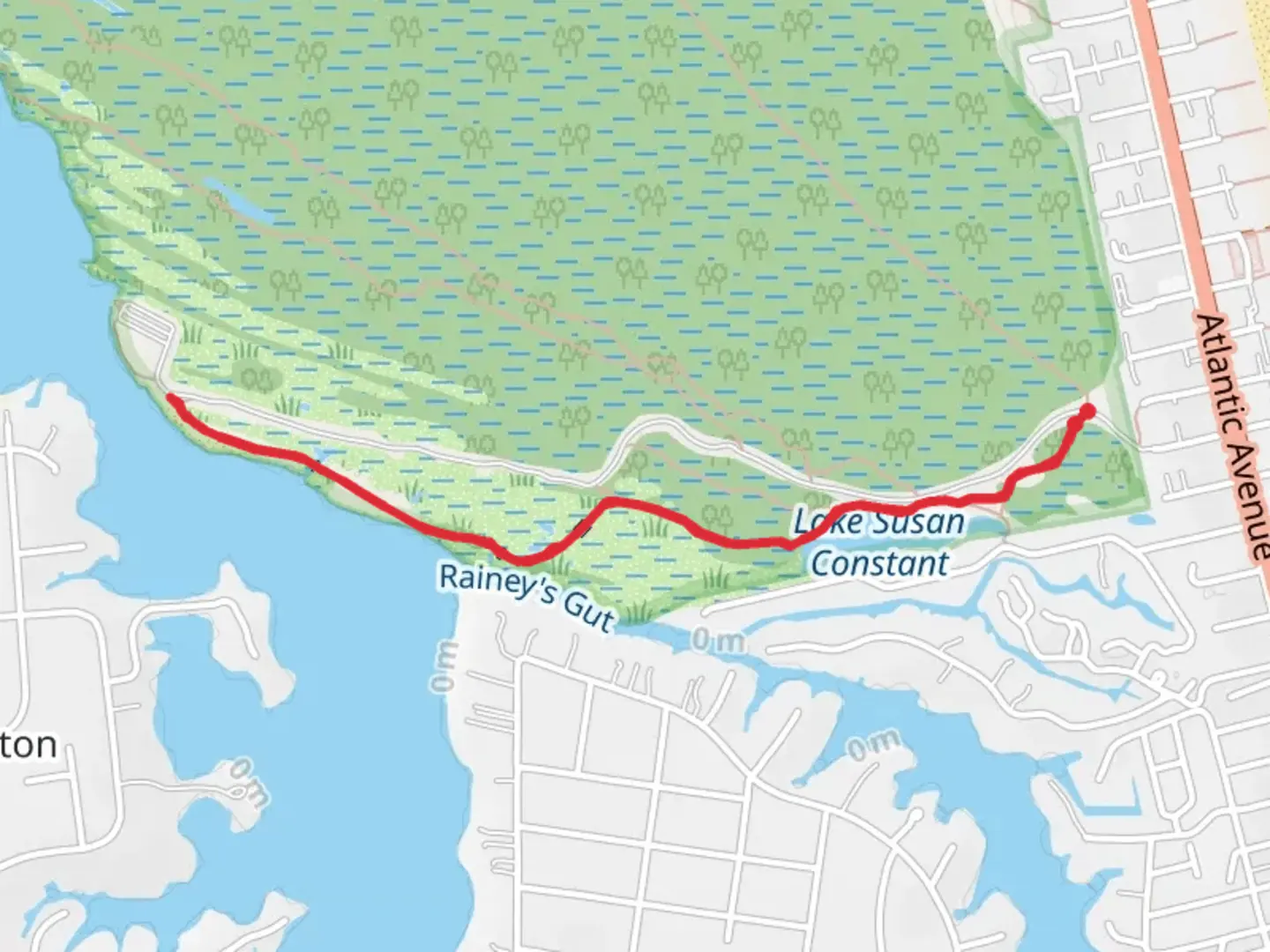 An image depicting the trail Lake Susan Constant - Cape Henry Trail and its surrounding area.