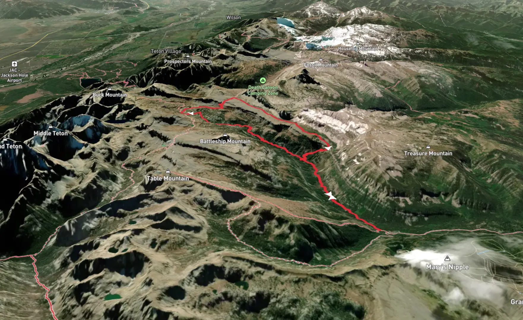 South Teton Buck Mountain Pass and Devil's Staircase Loop Trail Te