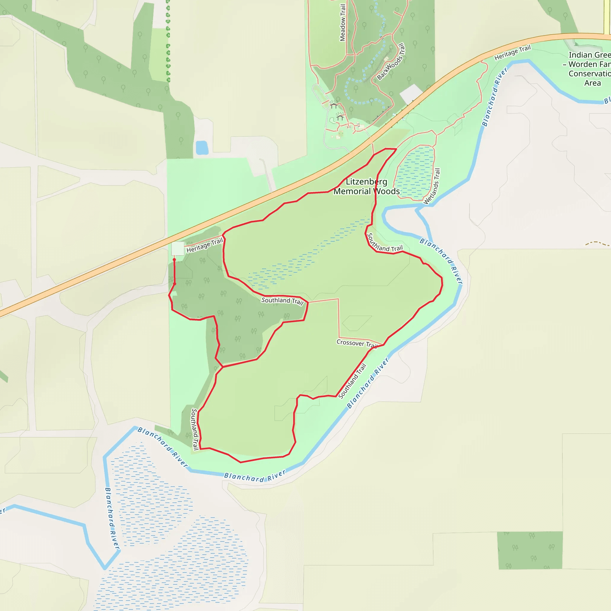 Southland Loop Trail mobile static map