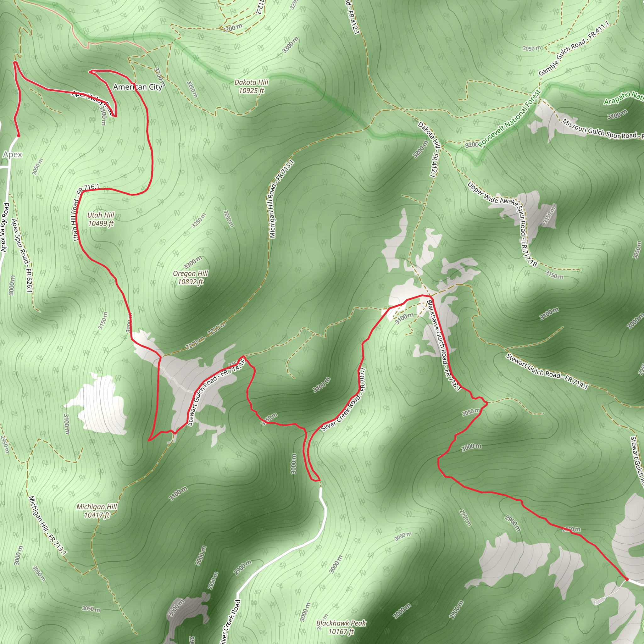 Blackhawk Gulch and Utah Hill mobile static map