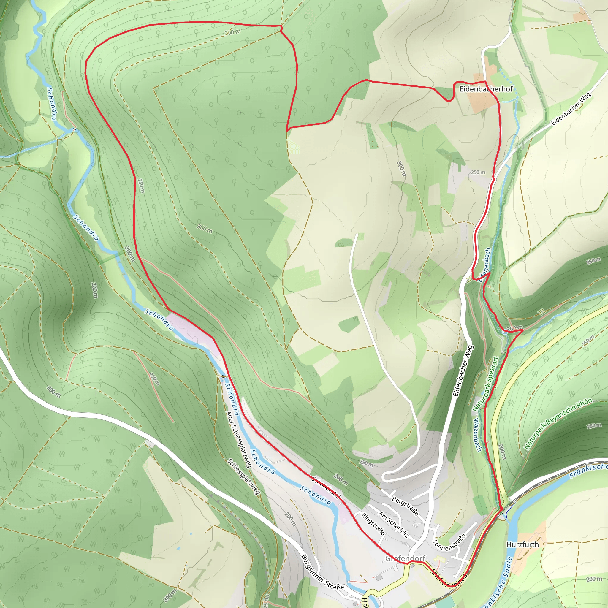 Schondratal and Rundwanderweg Graefendorf Loop mobile static map