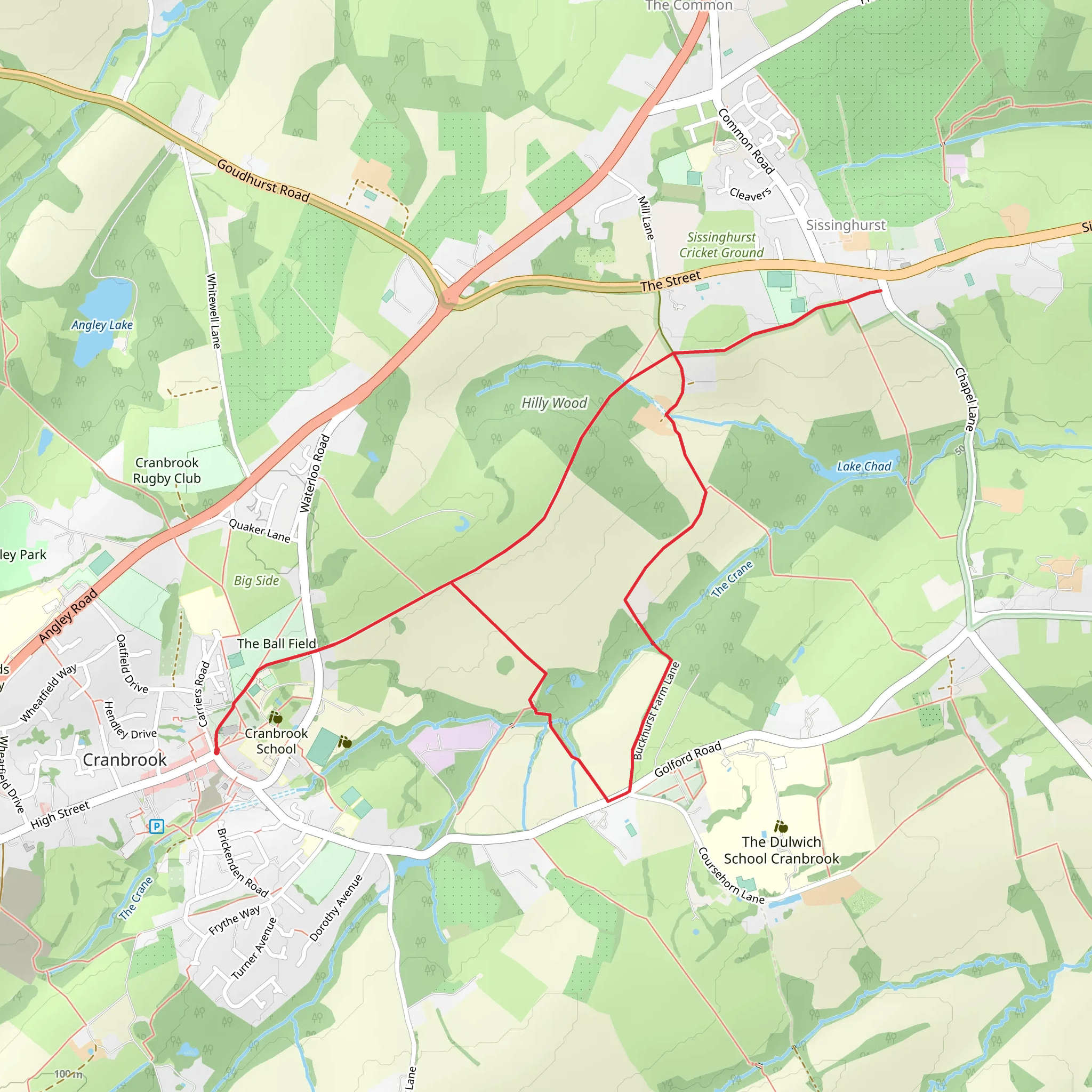 Hilly Wood and Cranbrook Cemetery mobile static map