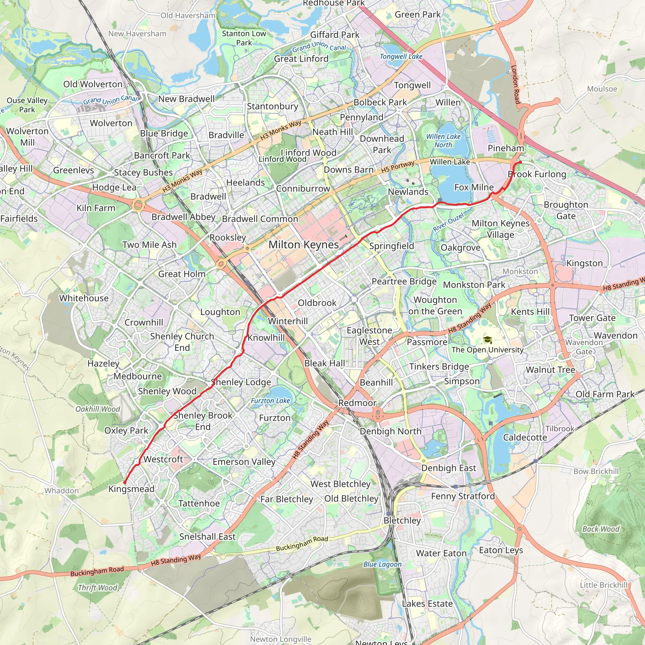 Willen Lake South Walk mobile static map