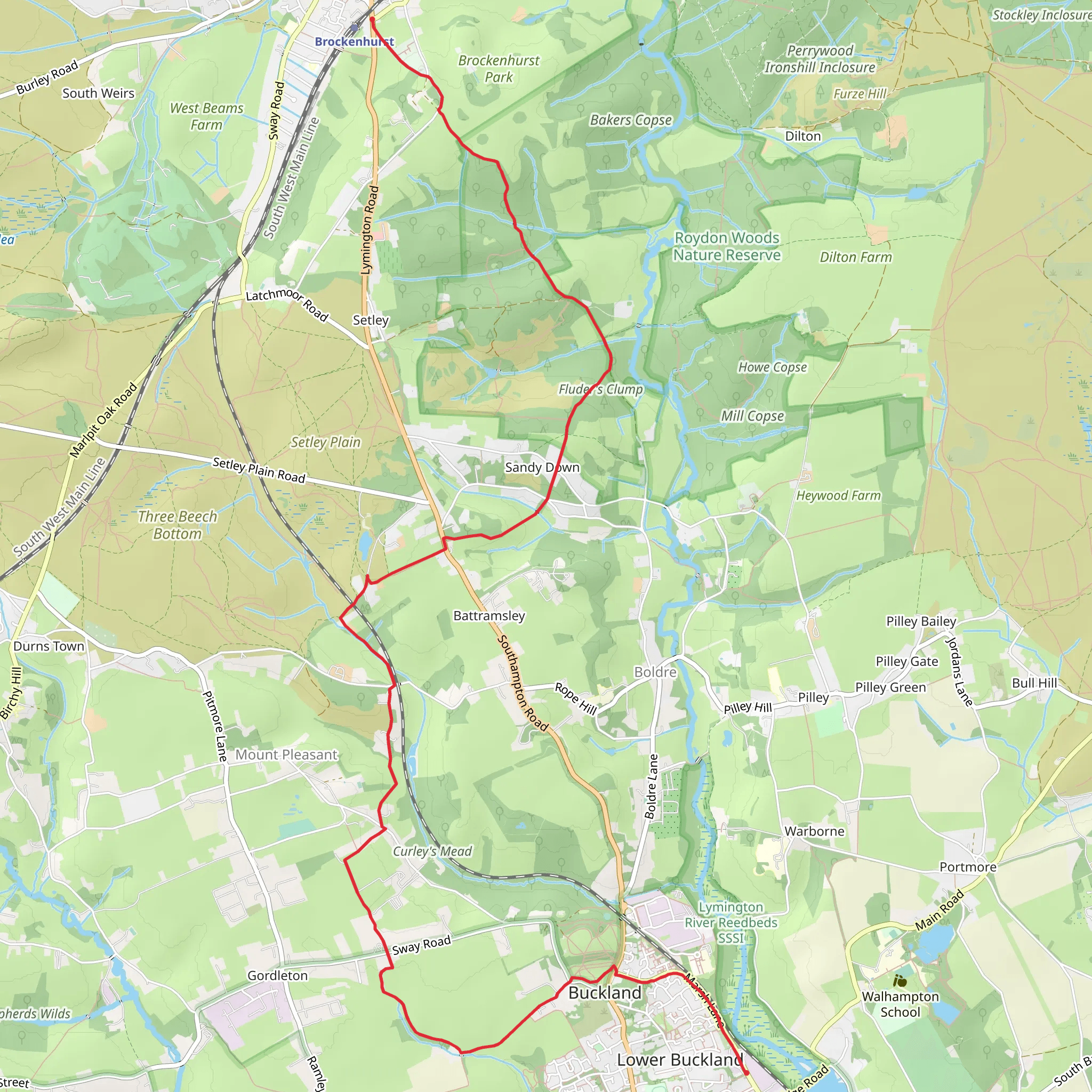 Buckland Rings Trail mobile static map