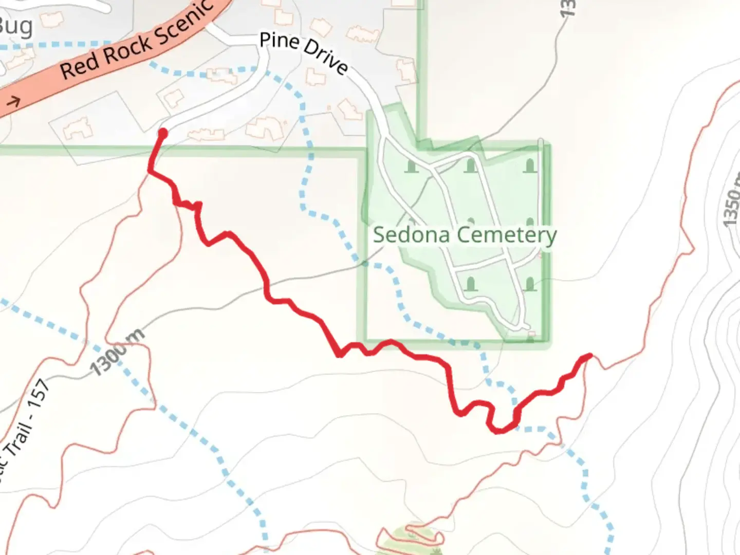 An image depicting the trail Peccary Trail and its surrounding area.
