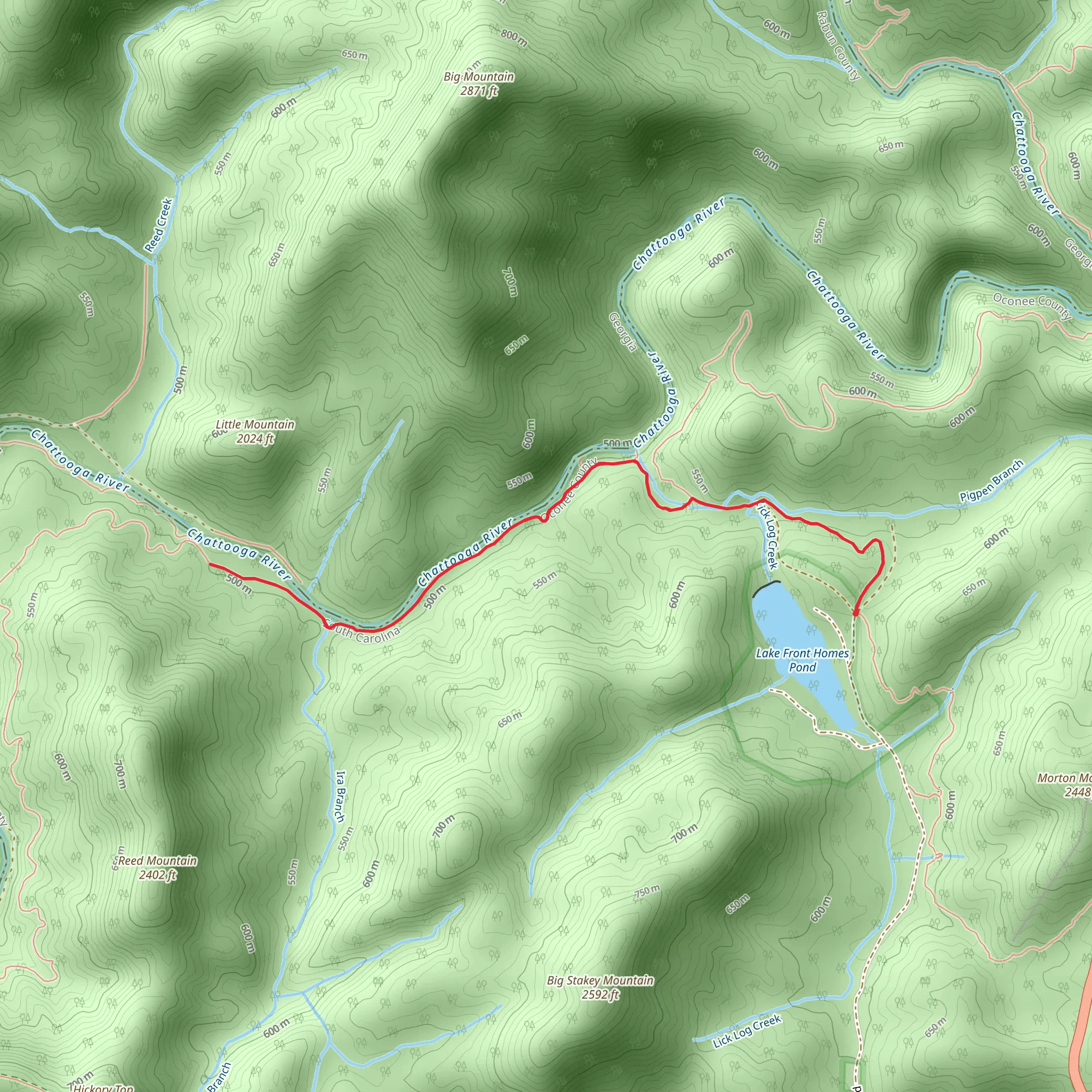 Foothills and Chattooga River Trail mobile static map