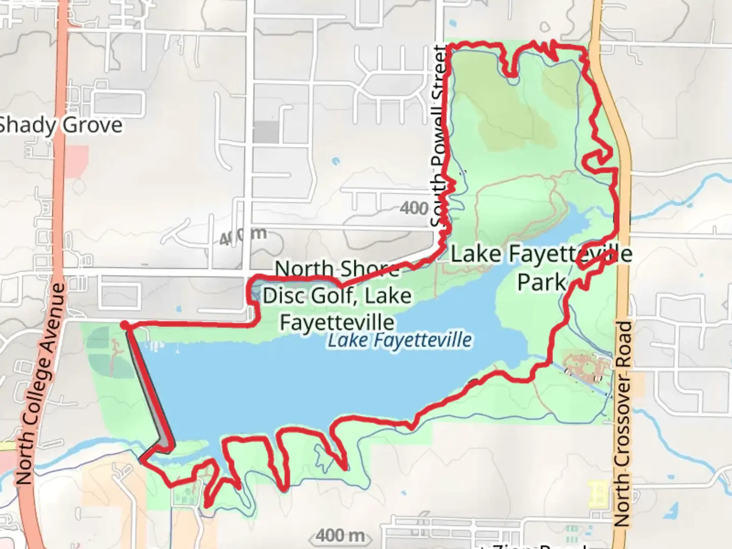 An image depicting the trail Lake Fayetteville and Lake Fayetteville Nature Loop Trail and its surrounding area.
