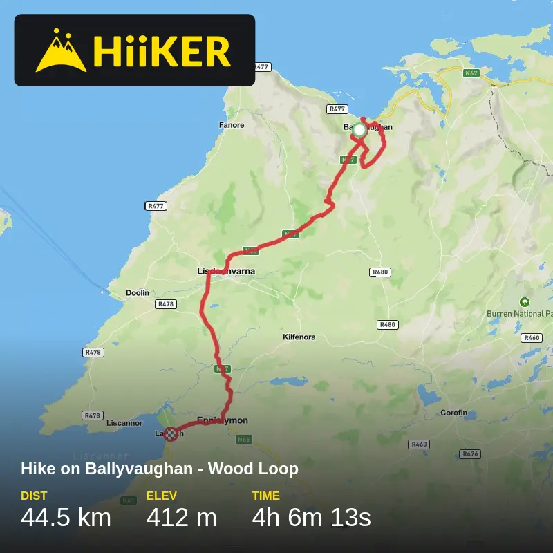 A map preview of the recording Hike on Ballyvaughan - Wood Loop.