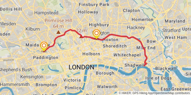 Regent's Canal Walk stage 2 Map