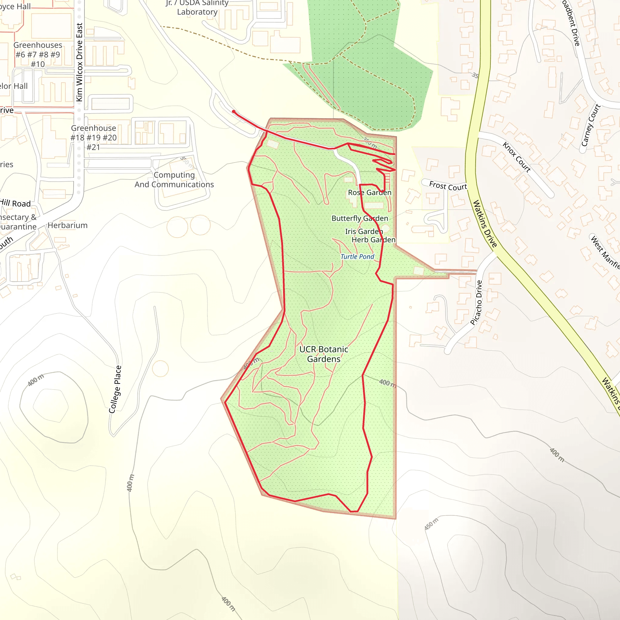 UCR Botanic Gardens Loop mobile static map