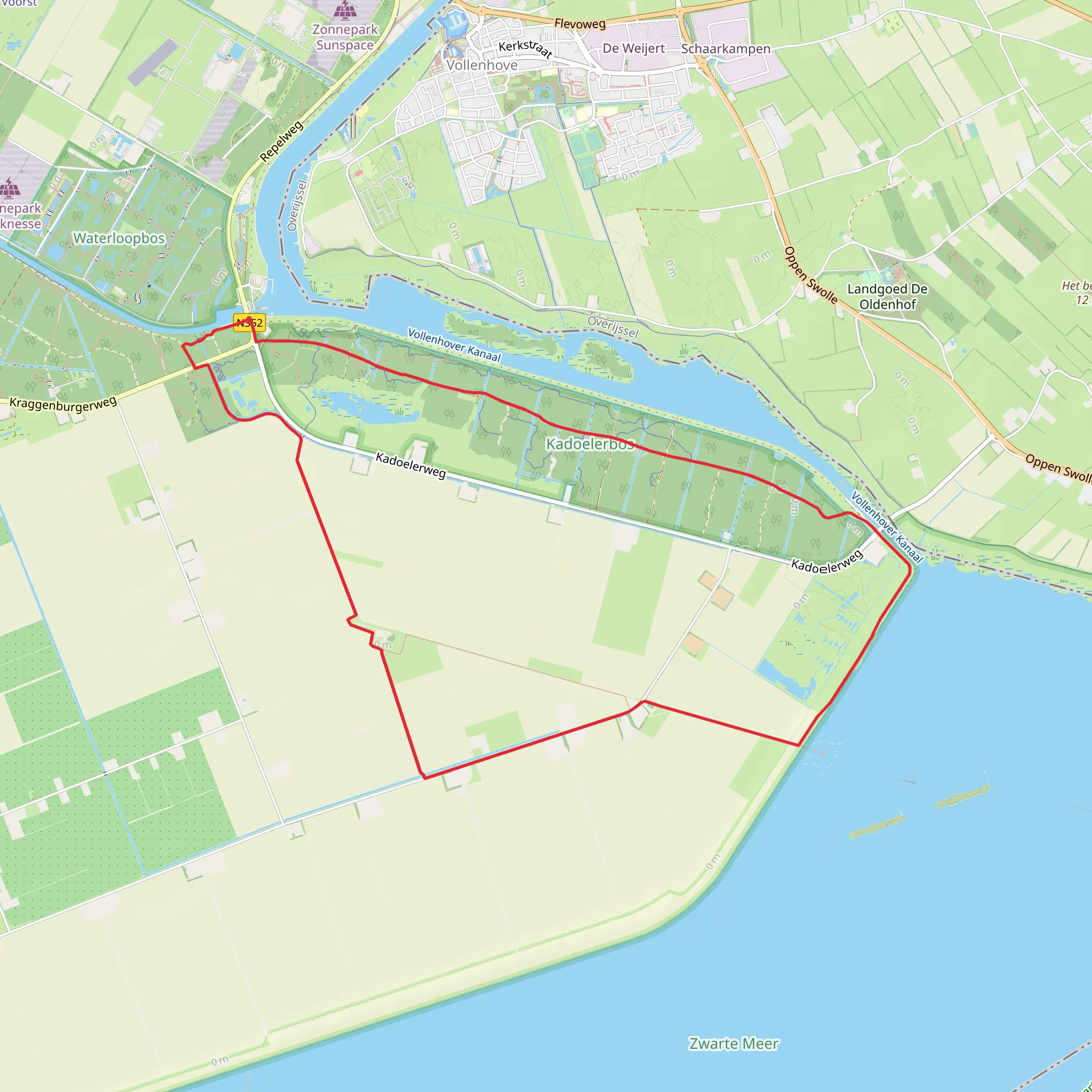 Kadoelerbos via Dagwandeling Oud-Kraggenburg and Zuiderzeepad Loop mobile static map