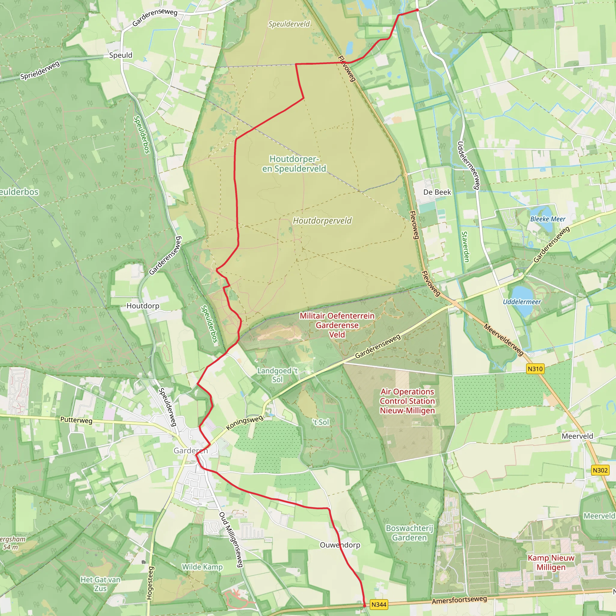 Konings Weg and Ouwendorper Weg via Houtdorperveld mobile static map