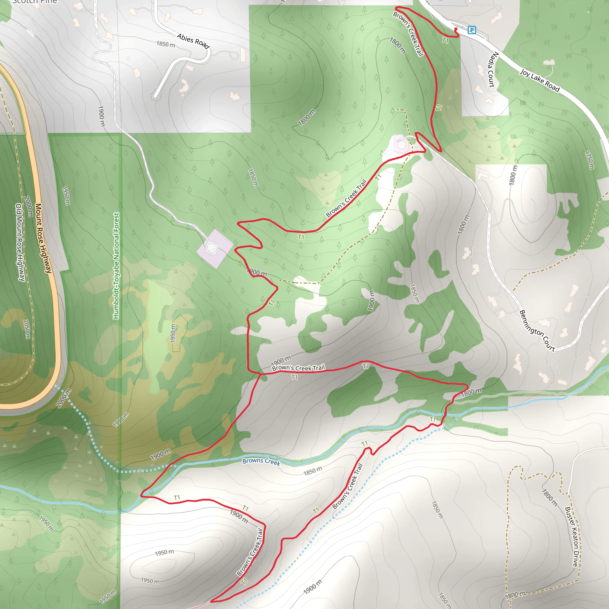 Browns Creek Loop Trail mobile static map