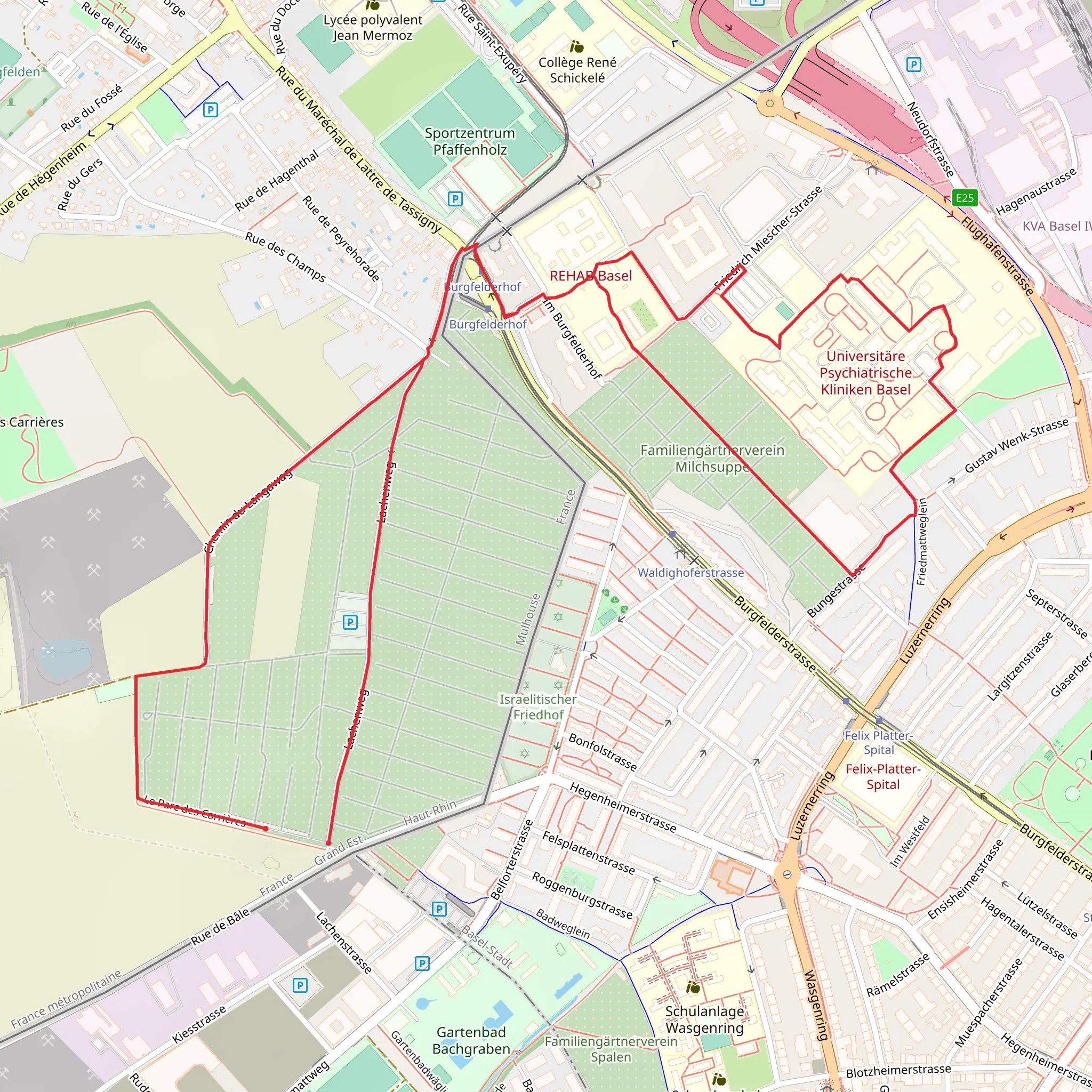 Burgfeldenpark Quarry Park Trail mobile static map