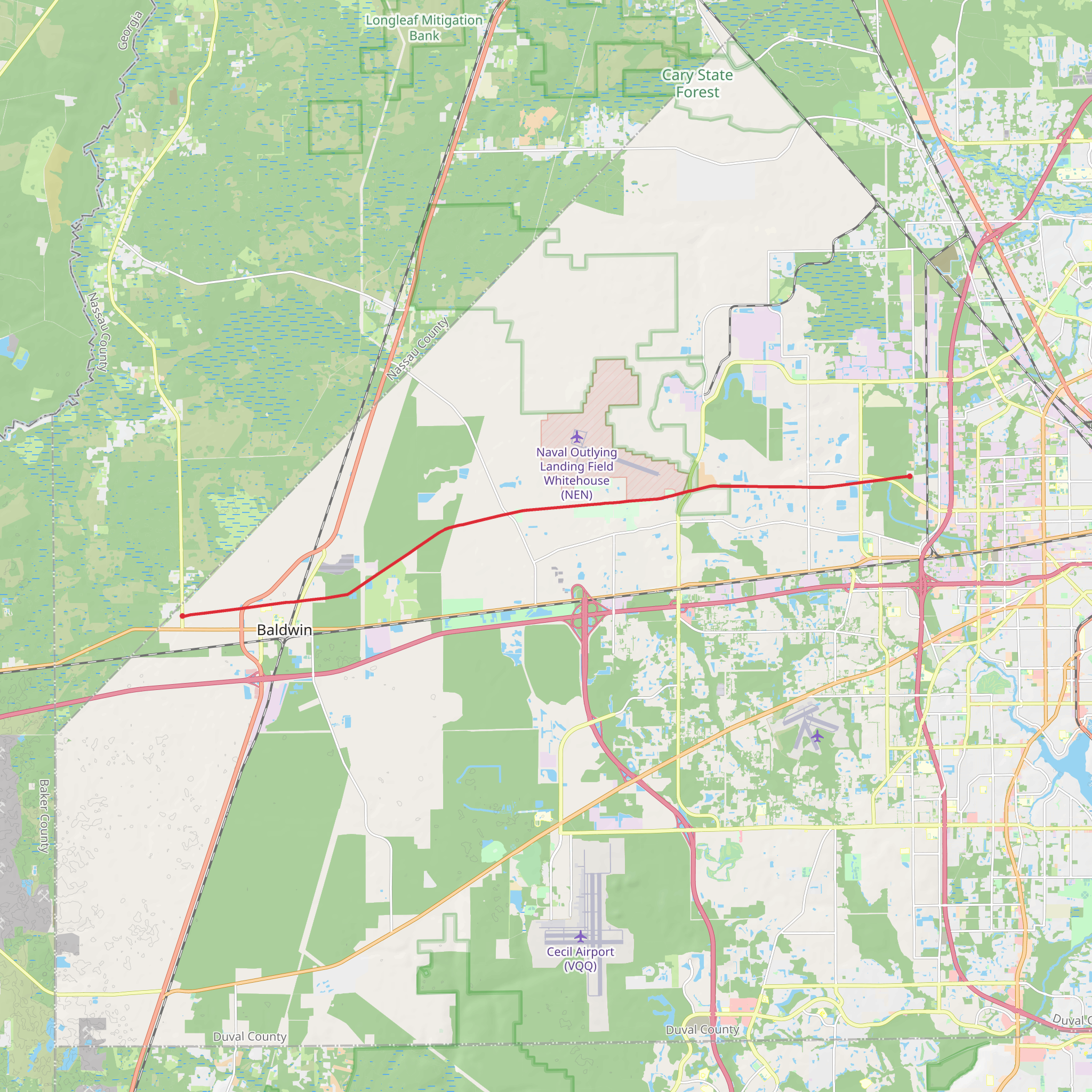Jacksonville-Baldwin Trail mobile static map