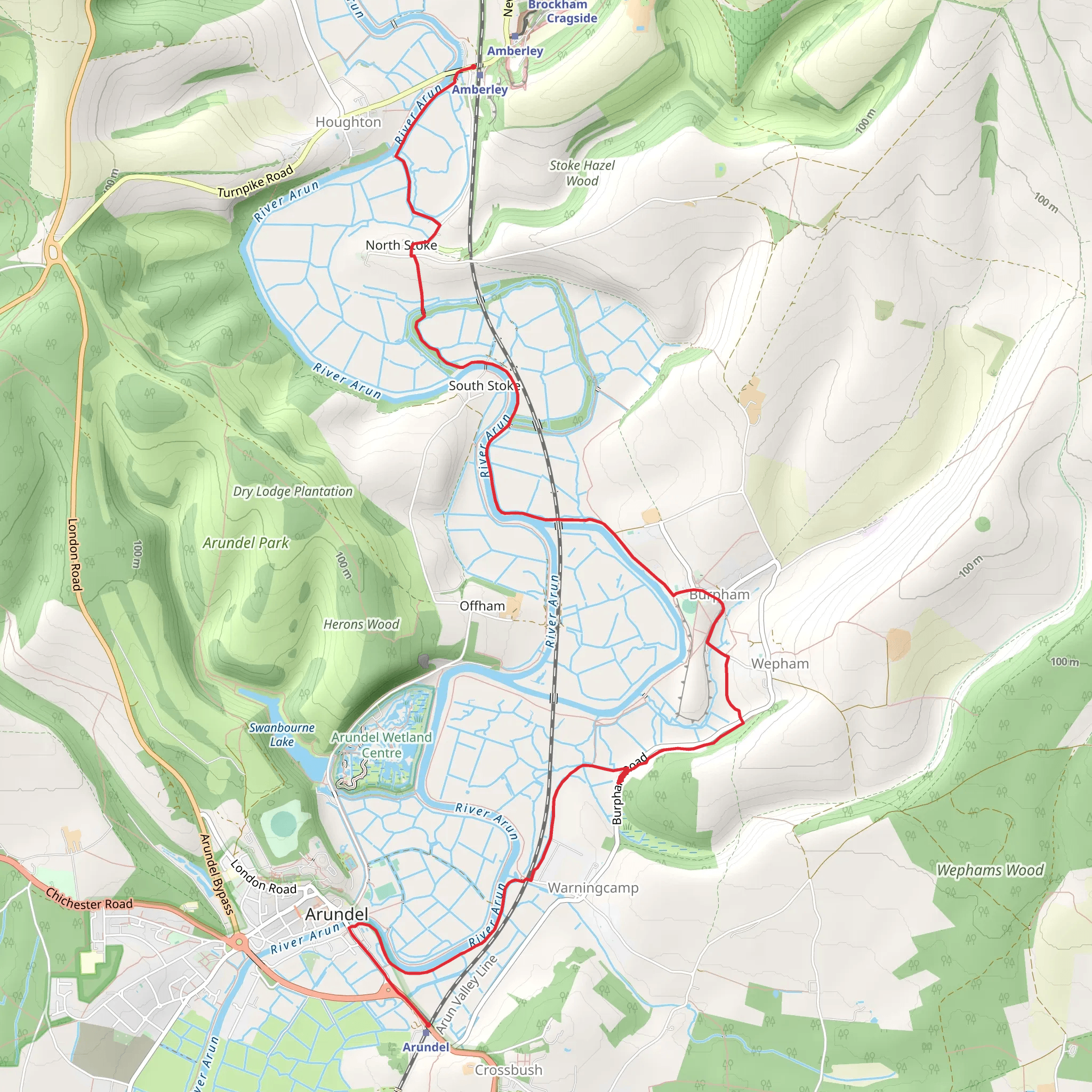 Arundel to Amberley mobile static map