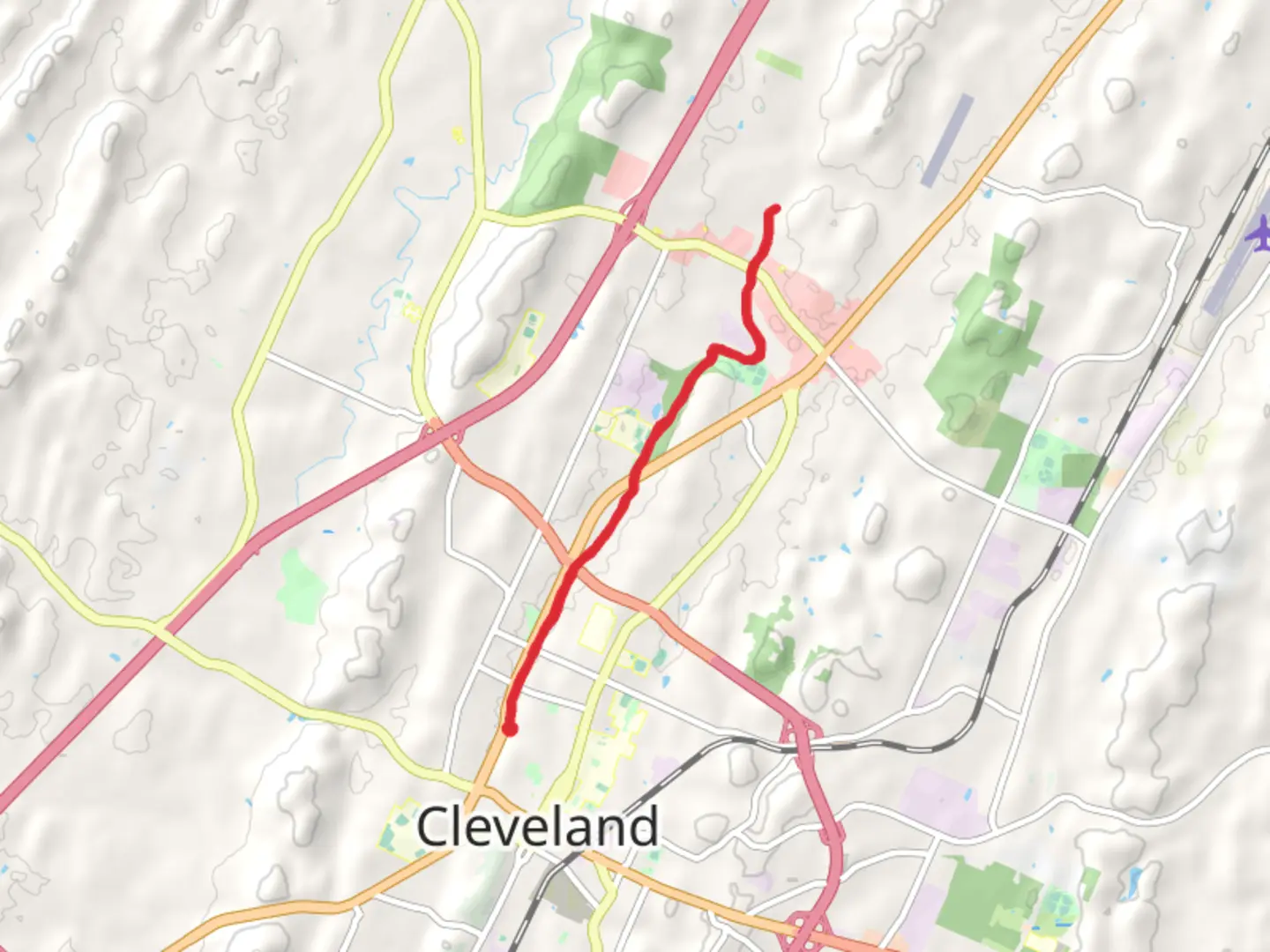 An image depicting the trail Mouse Creek Greenway and its surrounding area.