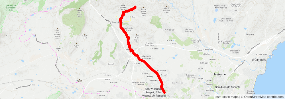 Camí de la Sendera PR CV 282 stage 2 Map