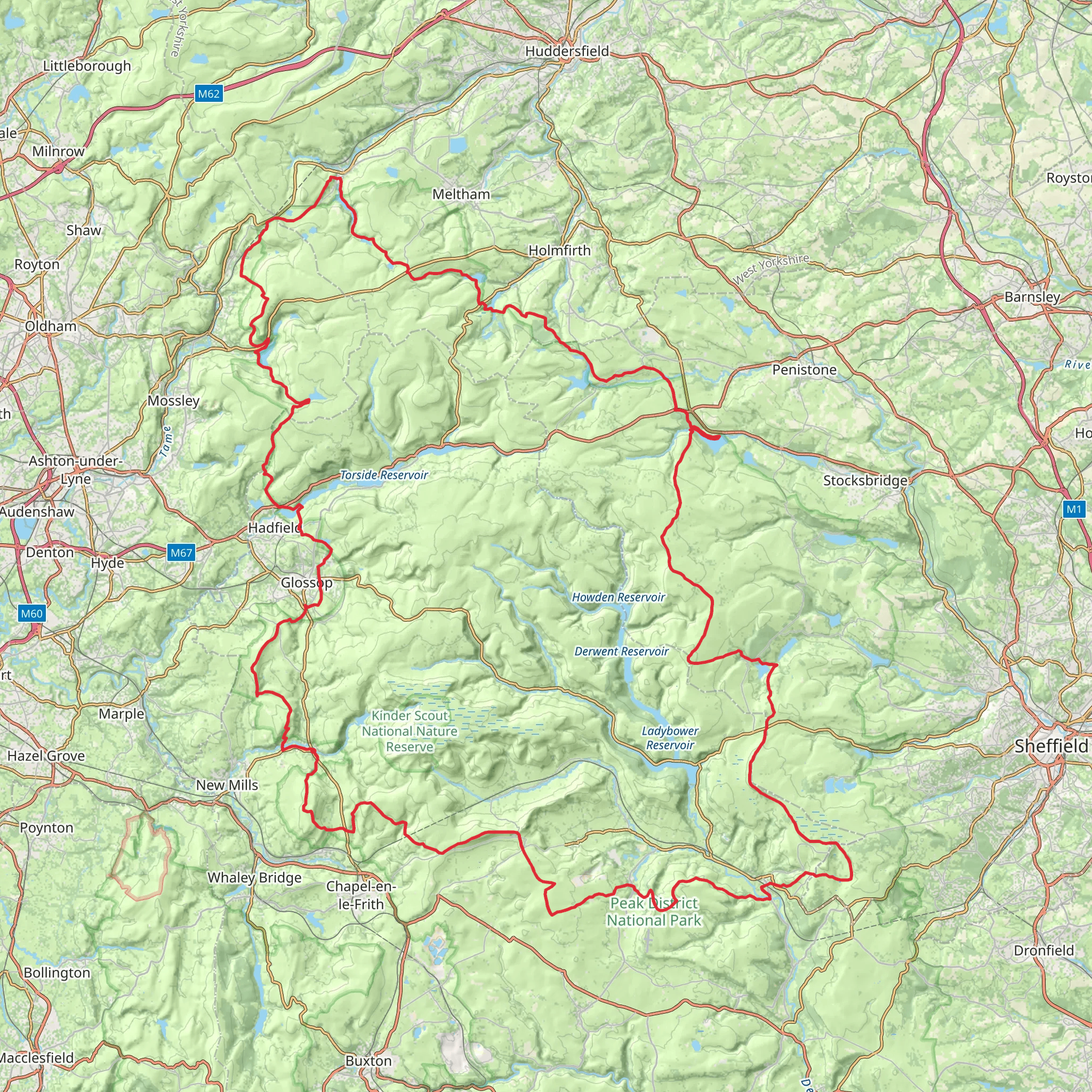 Dark Peak Boundary Walk mobile static map