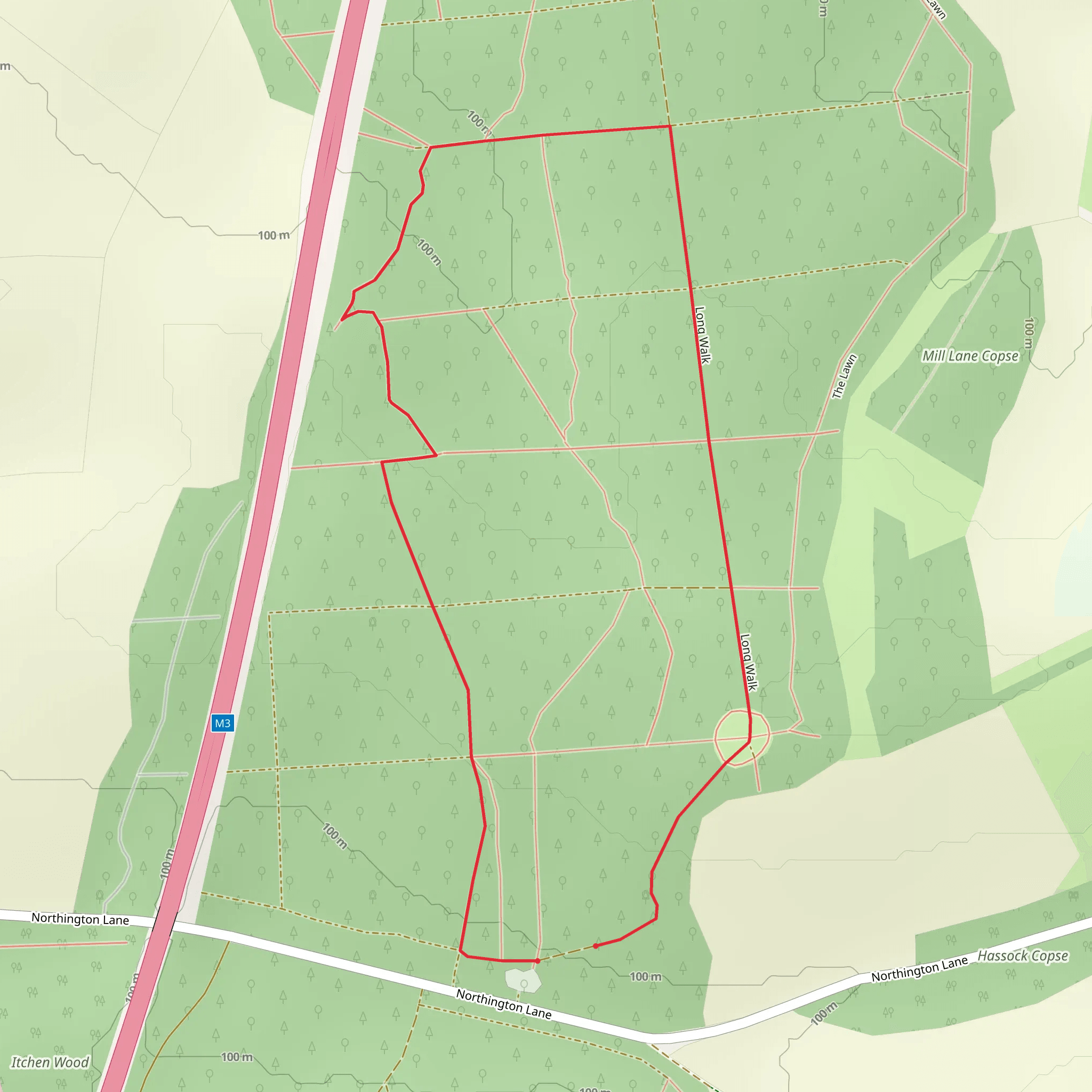 Long Walk Loop - Micheldever Wood mobile static map