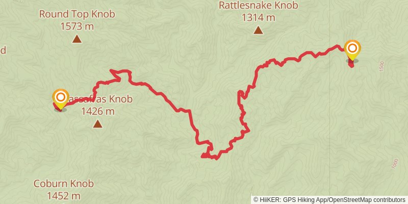Southeastern Serpentine Trail stage 33 Map