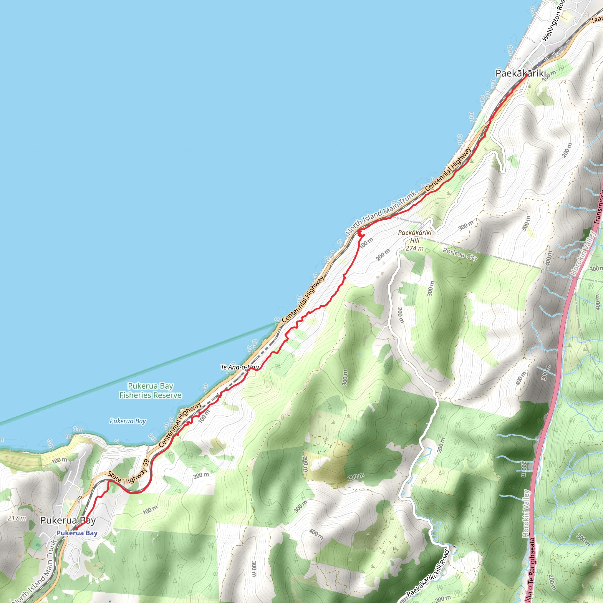 Paekakariki Escarpment Track mobile static map