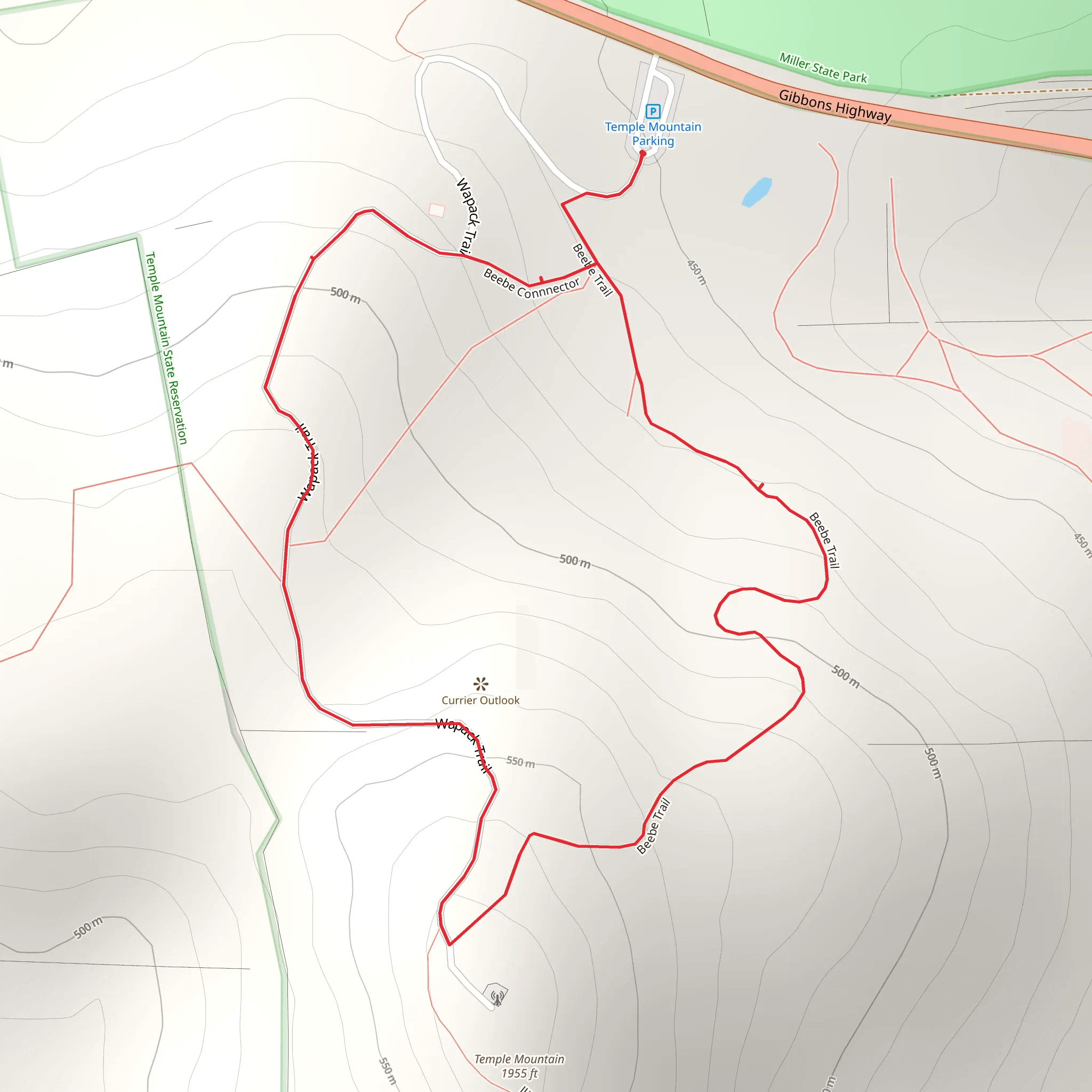 Beebe Trail and Wapack Trail Loop mobile static map