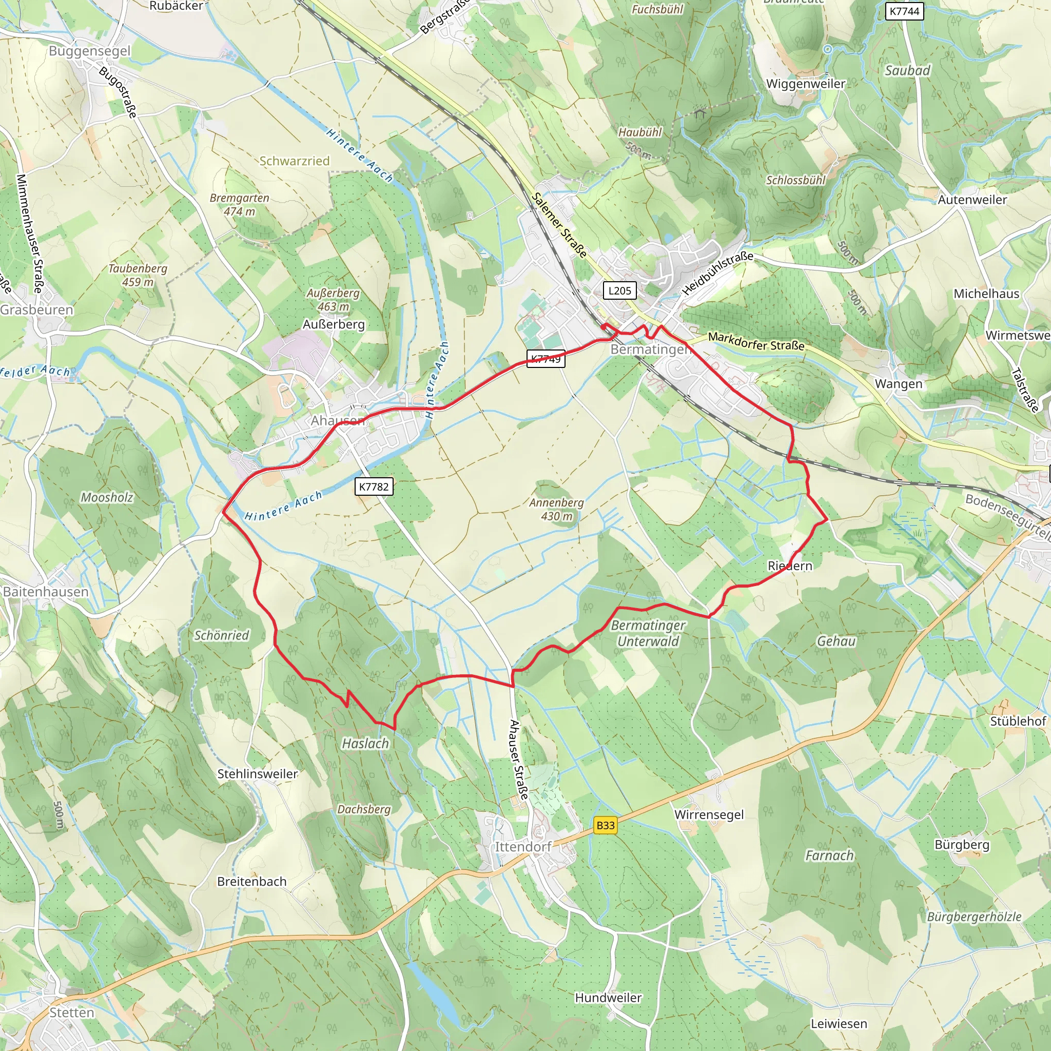 Rundweg B6 and Jakobsweg Ulm - Konstanz mobile static map
