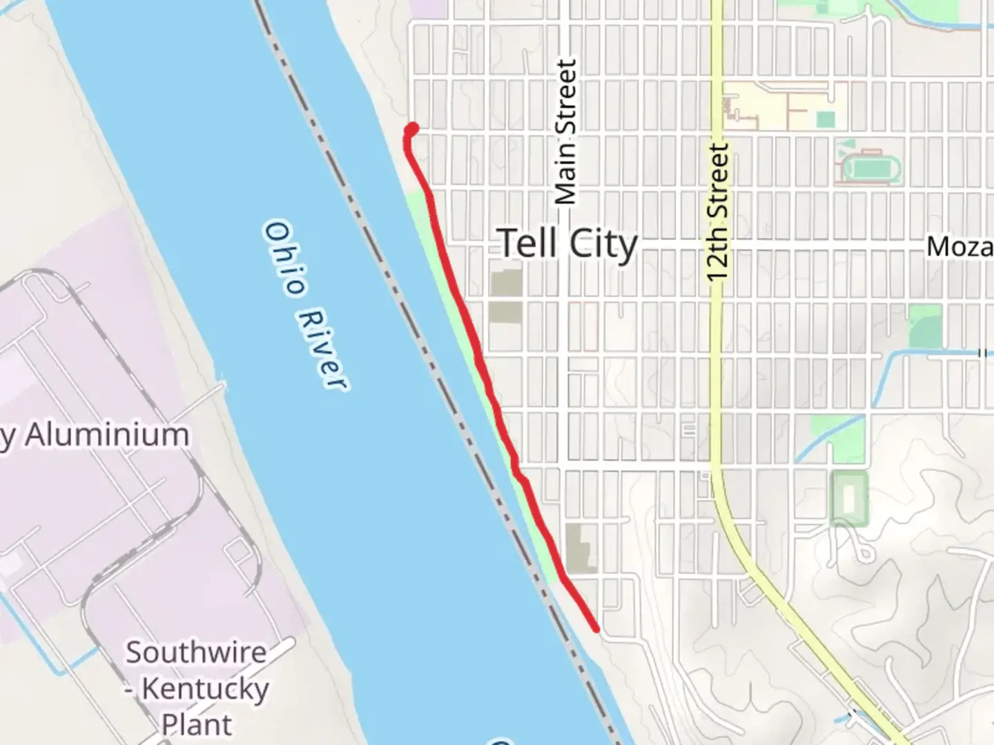 An image depicting the trail Ohio River - Sunset Park and its surrounding area.