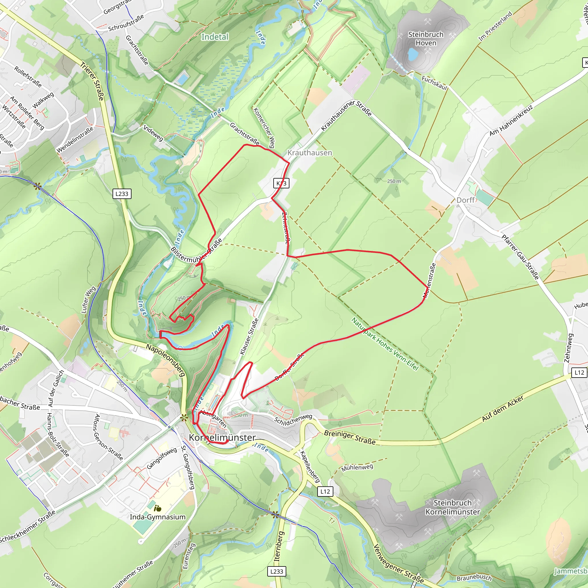 Indetal Rundweg and Breinig Rundweg mobile static map