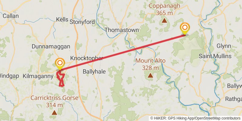 A map preview of the recording Hike on Castlemorris Wood Loop.