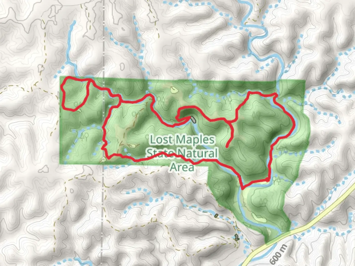 An image depicting the trail East Trail and west Canyon Loop and its surrounding area.