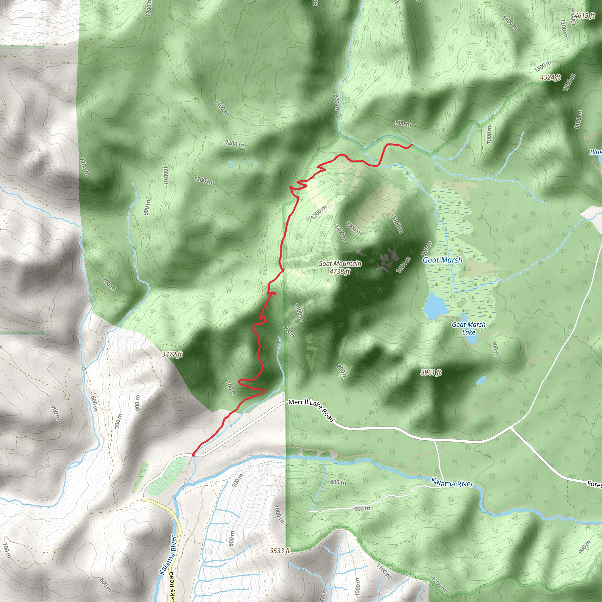Fossil Trail Out and Back mobile static map