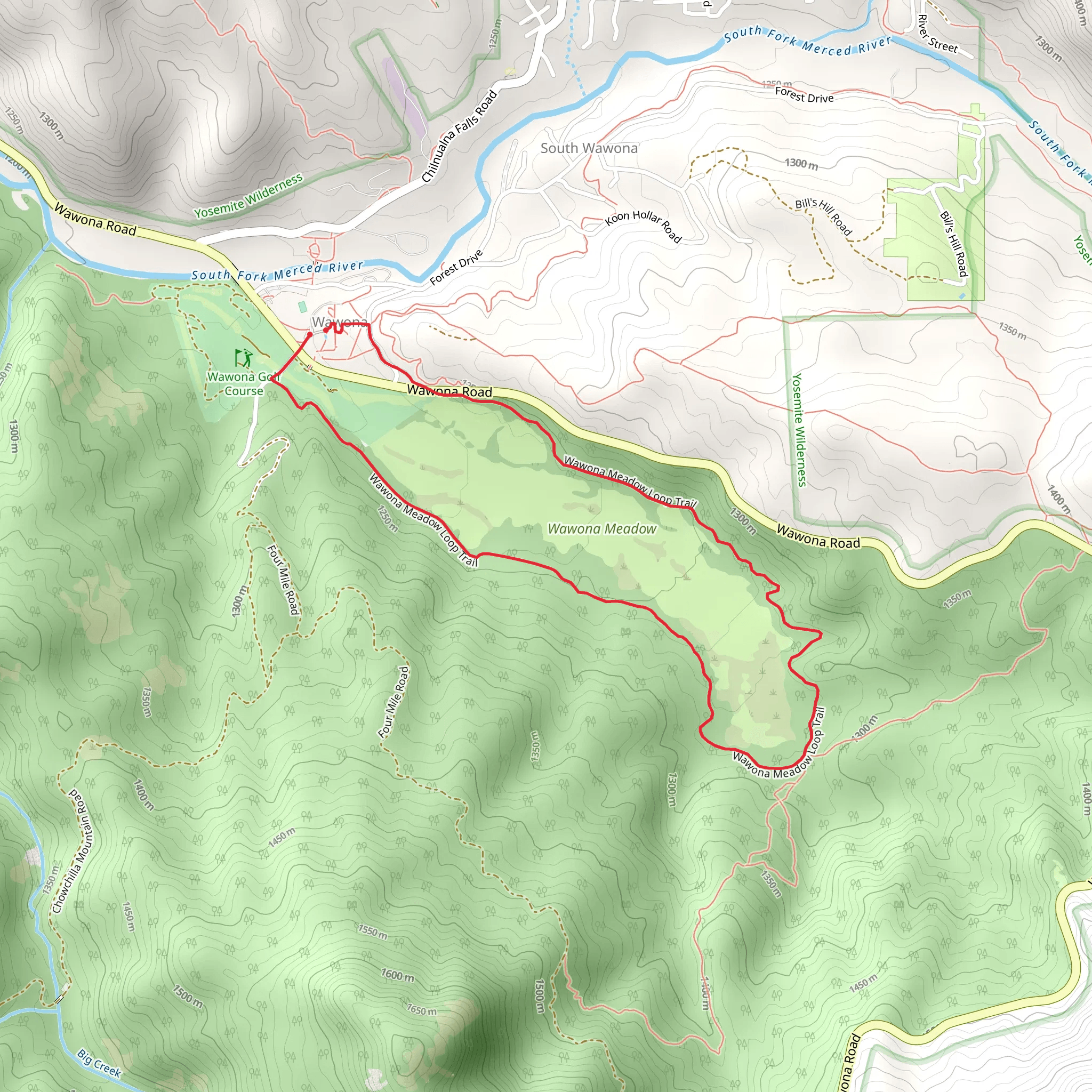 Wawona Meadow Loop Trail mobile static map