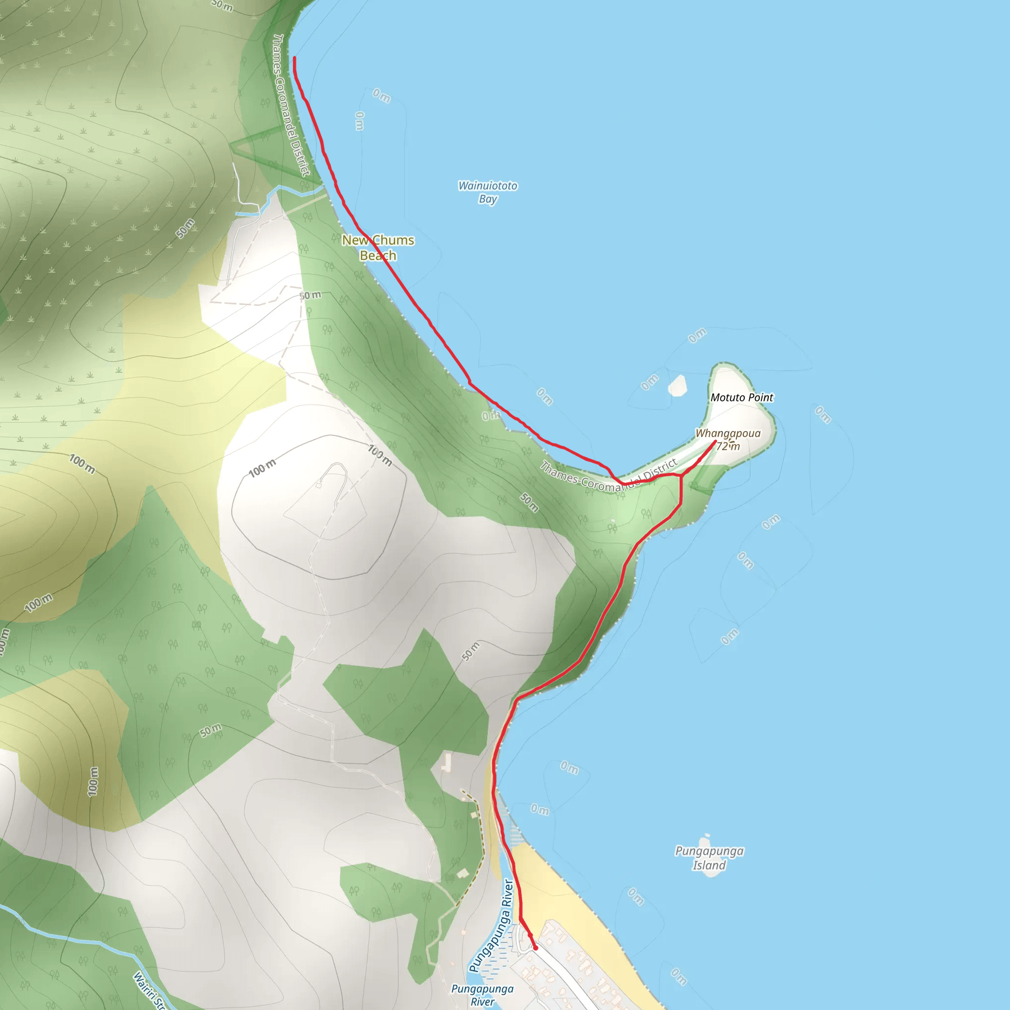 New Chums Beach Trail mobile static map