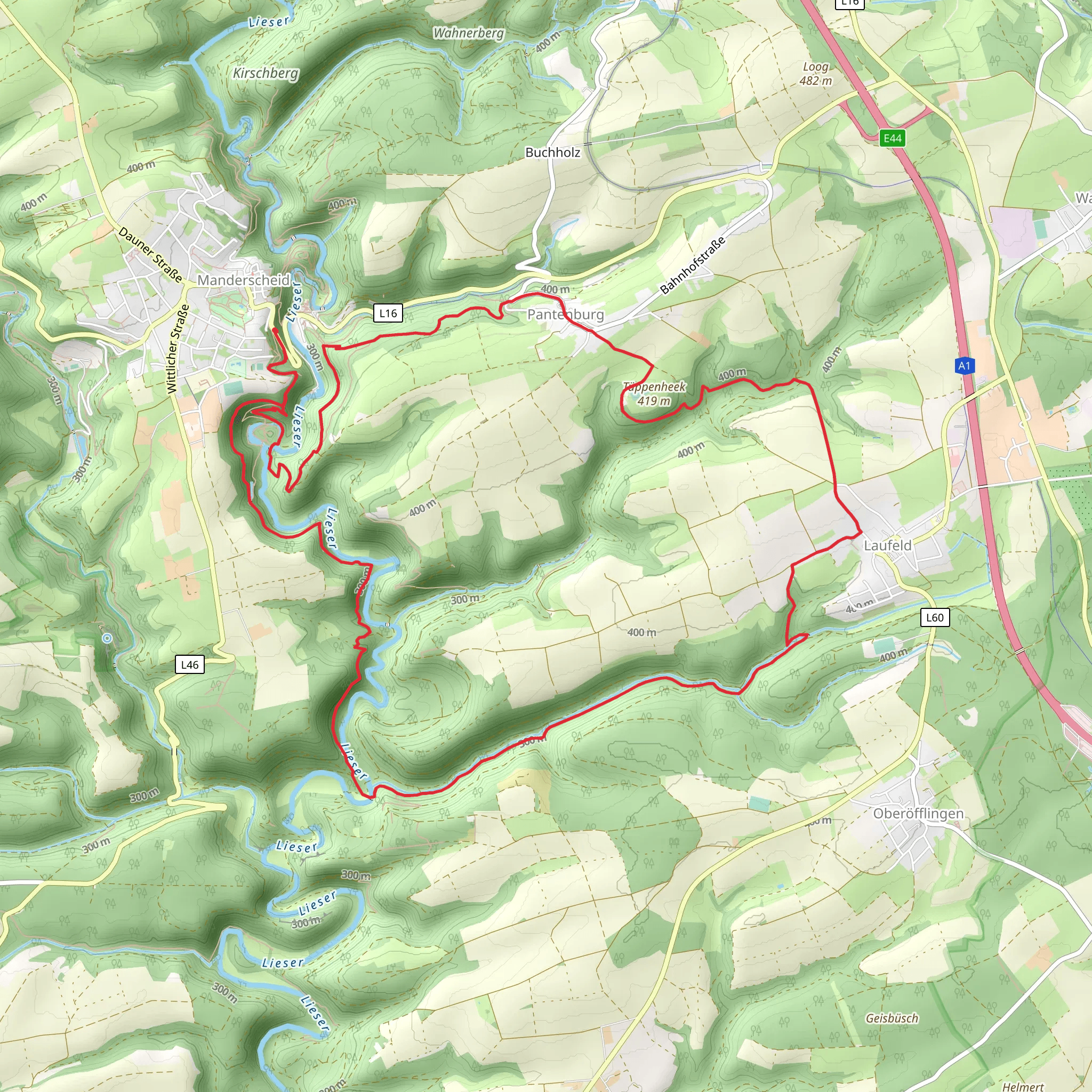 Niedermanderscheid and Laufeld Loop mobile static map