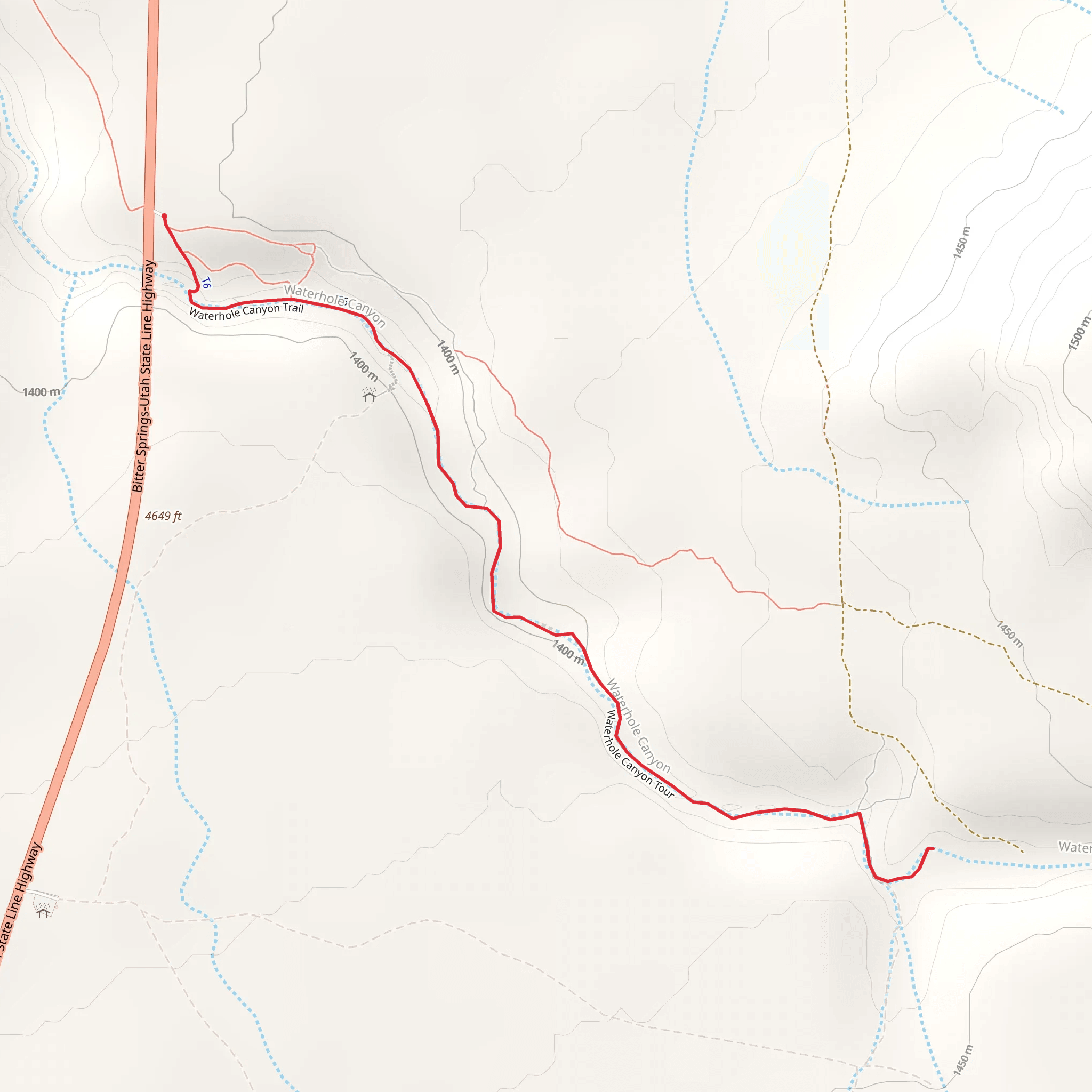 Waterhole Canyon Trail mobile static map