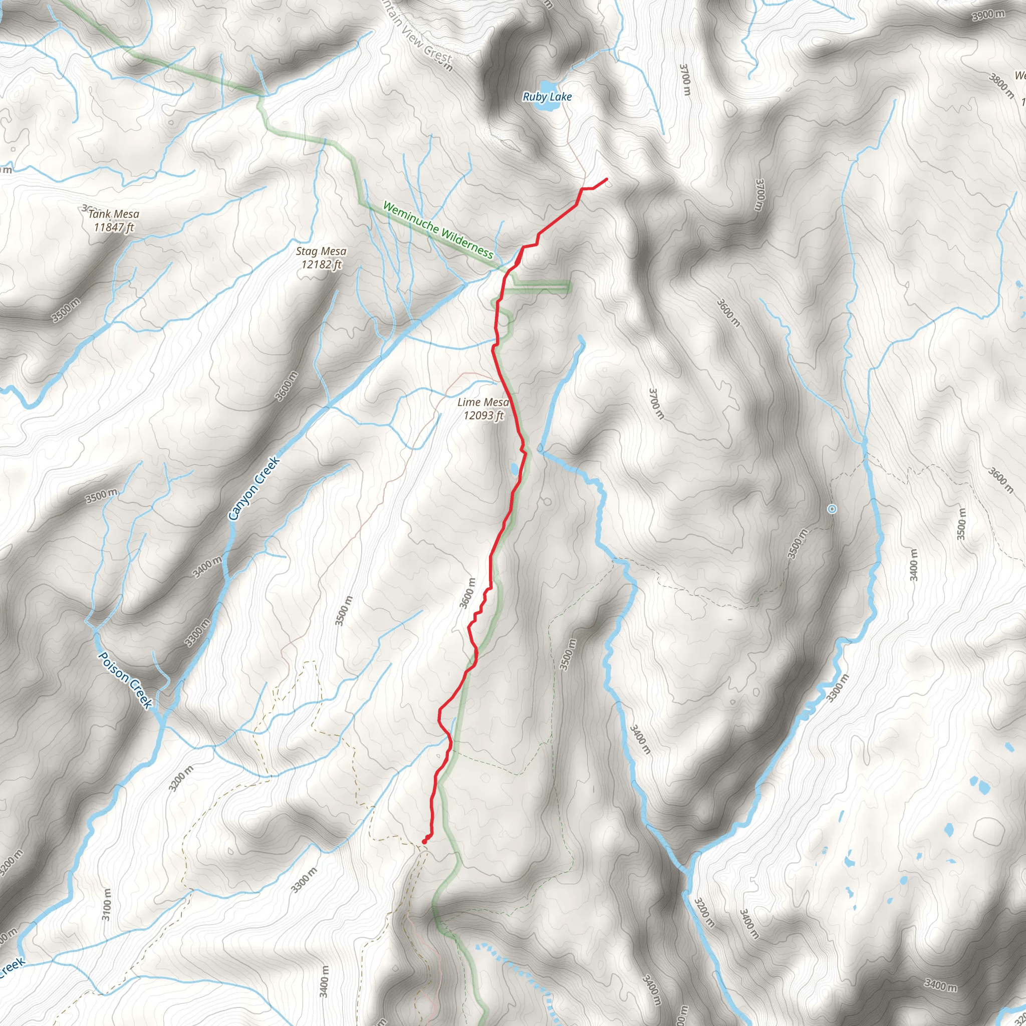 Lime Mesa Trail Out and Back mobile static map