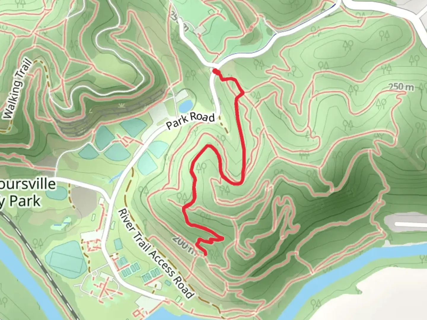 An image depicting the trail Stone hunt and Switchback Trail and its surrounding area.